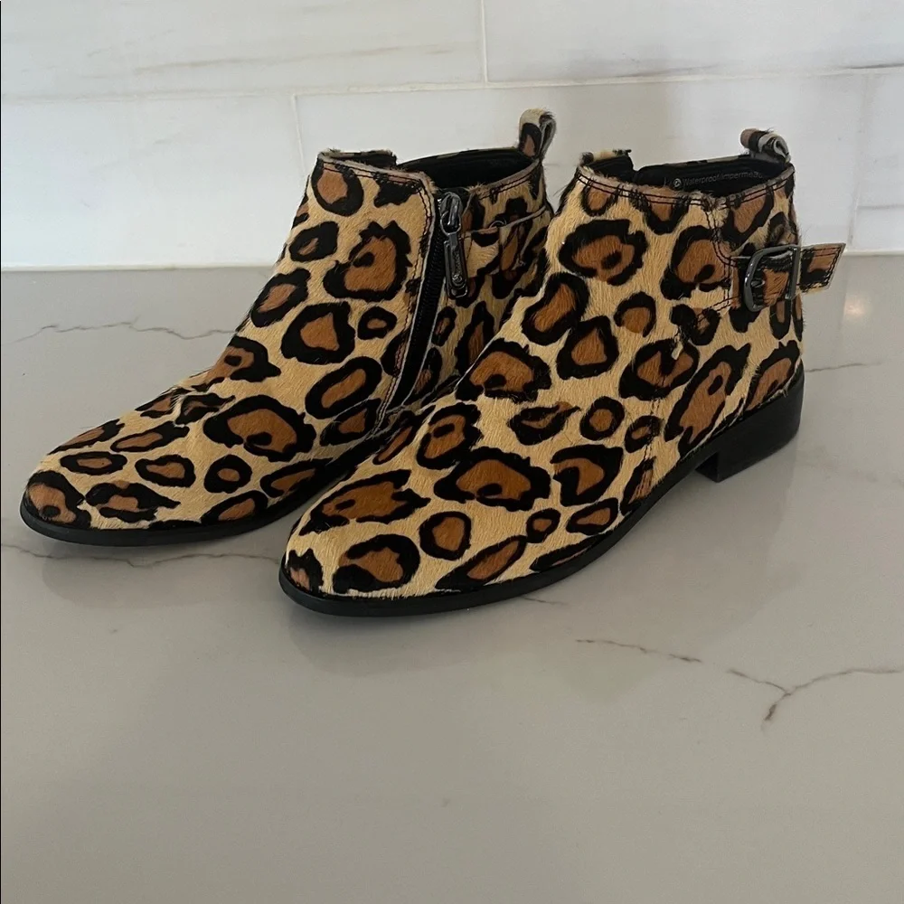 BLONDO Boots TAMI Almond Toe Fur Leopard Waterproof Ankle